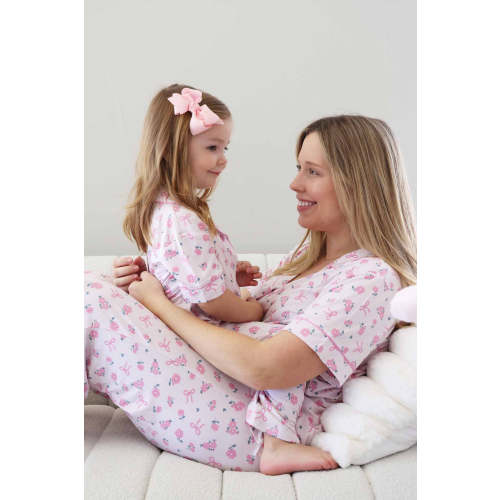 Women's Two-Piece Flare Lounge Set | Ribbon & Roses Pink