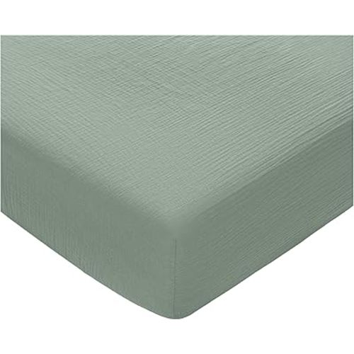 Comfy Cubs 100% Muslin Cotton Fitted Crib Sheet - Soft, Standard & Breathable Crib Sheets for Toddler Mattress - Snug Fit, Secure Elastic with Beautiful Packaging for Boys & Girls - Fern
