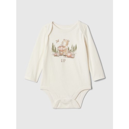 Baby First Favorites Organic Cotton Bodysuit in ivory frost pumpkin
