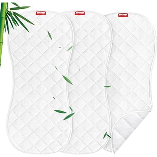 Moonsea Quilted Thicker Changing Pad Liner 3 Pack Waterproof, Fit for Changing Pad Liners are Warm On a Baby's Back Non-Slip Design Reusable Pads Machine Washable, White
