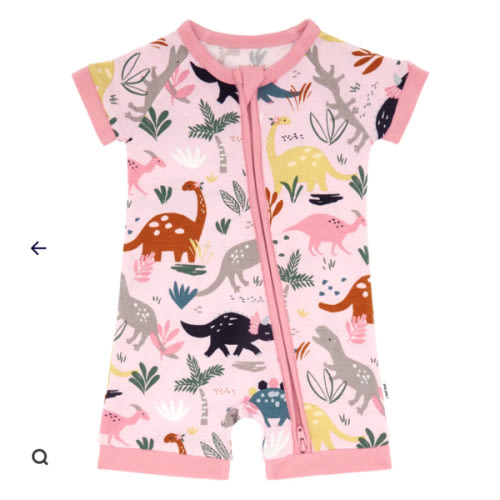 3-6 months Pink Jurassic Jungle Shorty Zippy - Little Sleepies