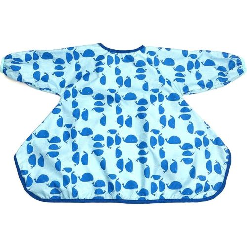 Waterproof Bibs with Long Sleeve for Baby, Baby Led Weaning Bib Coverall attaches to highchair, Handy to Carry
