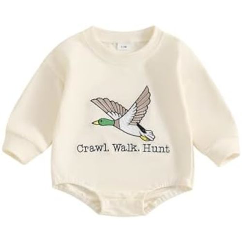 Chloefairy Duck Hunting Baby Clothes Baby Boy Mallard Duck Sweatshirt Bubble Romper Long Sleeve Bodysuit Fall Outfit