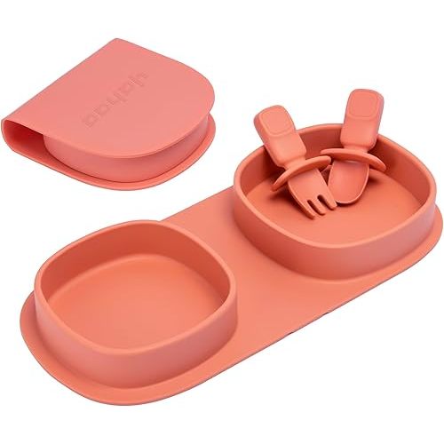Baby Plates with Forks and Spoons Foldable,Silicone