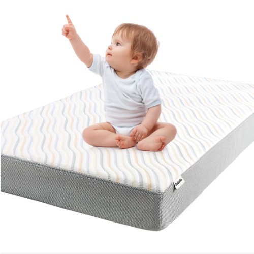 Babelio Cloud 4 USDA Bio Preferred Crib and Toddler Mattress with Soybean Fiber Mattress Cover, 52"x27"x5"