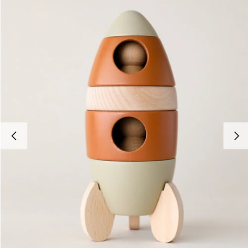 Wooden Stacking Rocket | Montessori Toy – Playroom Collective