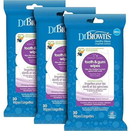 Dr. Brown's Tooth and Gum Wipes, 30 Count, 3-Pack