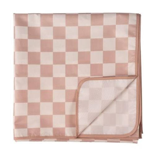 Tiny Twinkle Mess-Proof Splat Mats for Under High Chairs or Table Cover for Art Projects for Baby and Toddler (51" x 51", Brown Checkers)