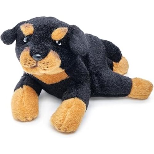 Bearington Lil' Gunner Rottweiler Plush Dog - 8" Adorable Realistic Rottweiler Toy with Soft Fur and Huggable Body - Small Cuddly Puppy Plushie for All Ages for Kids, Adults and Dog Lovers