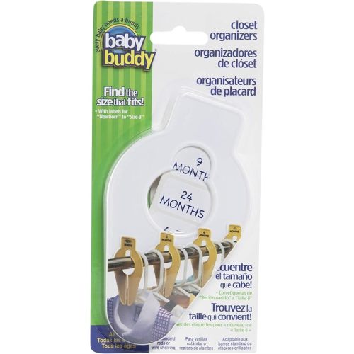 Baby Buddy Closet Organizers, Newborn Essential and Nursery Must Have to Easily Divide Baby Clothes from Newborn to Size 8, White, Set of 5