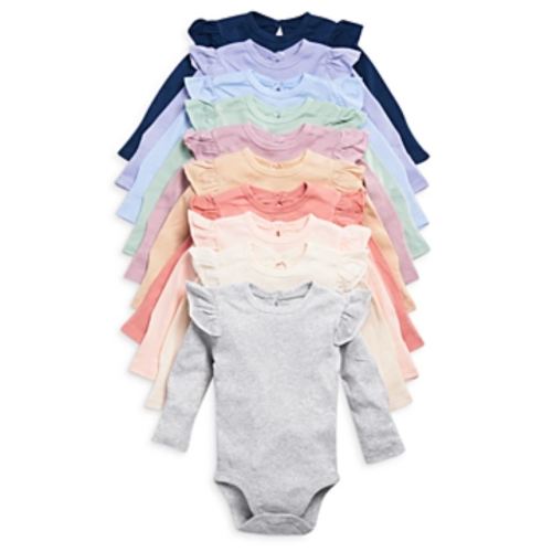Honest Baby PINK SUNSETS Girls' 10 Pack Long Sleeve Bodysuits, US Newborn