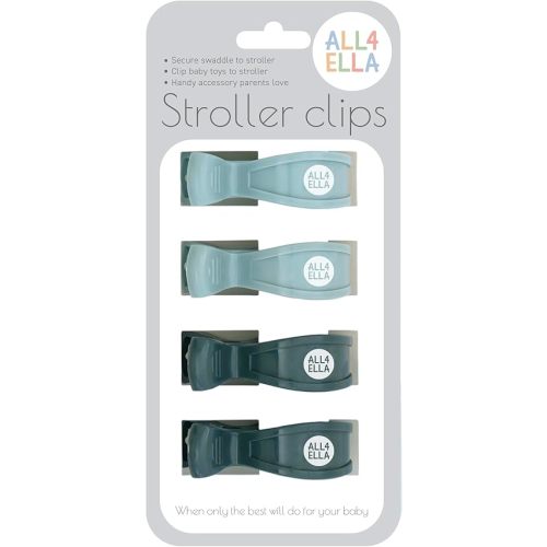 Baby Blanket Stroller Clips (4 Pack) | Hooks Muslin to Stroller | Australian Baby Product | Infant/Toddler | Charcoal/Sage