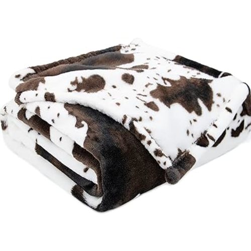 Cow Print Toddler Blanket 40x50 Inches - Ultra-Soft Sherpa Fleece for Baby & Kids, Lightweight Nursery Stroller Blanket, Gender Neutral Animal Throw for Car Seat Couch