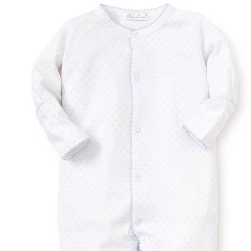 White/Blue New Kissy Dots Print Footie