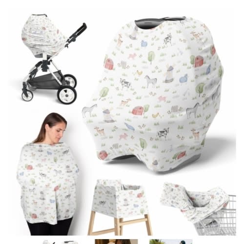 Farm Animals Collection Multi Use Baby Car Seat and Nursing Cover