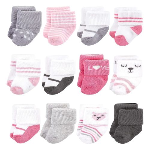 Hudson Baby Baby Girls' Cotton Rich Newborn and Terry Socks