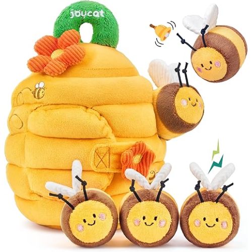 JoyCat Baby Toy for 6-12 Months, Fun Beehive with 5 Stuffed Sensory Bees, Crinkle, Rattle, Mirror, Montessori Toys for 6-9 Months Old Babies, Infant Toys Baby Shower Birthday Gift