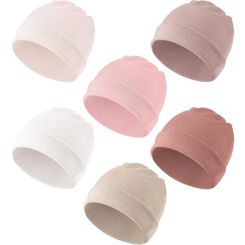 Konssy 6 Pack Baby Beanie Hats for Unisex, Toddler Beanies Baby Girl Boy Hat Warm Cap for Infant, Toddler 0-6 Months