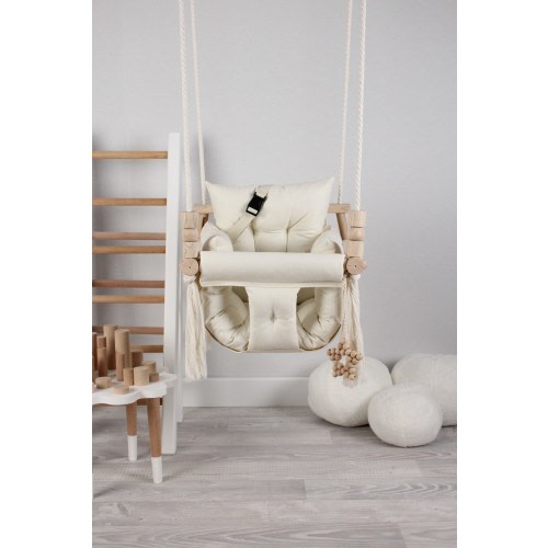 Baby Swing, Cotton Cream Color Canvas Quilted Swing, Toys, Indoor Swing, Garden Swing, Gift For Baby, Gift For Mom, Patio Swing, Swinging