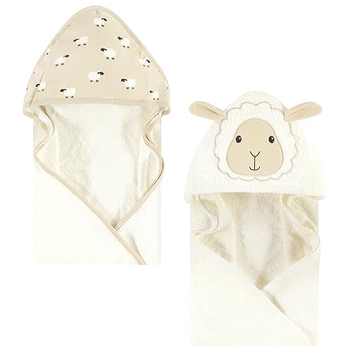 Hudson Baby Unisex Baby Cotton Animal Face Hooded Towel, Sheep, One Size
