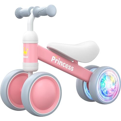 BEKILOLE Baby Balance Bike for 1 Year Old Girl Gifts, 12-24 Month Toddler Balance Bike, 4 Silent Wheels Pre-School First Ride On Toys, 1st Birthday Gifts