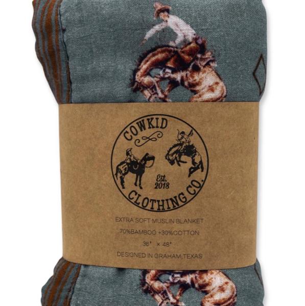 Teal Bronc Bamboo Muslin Blanket – Cowkid Clothing Company
