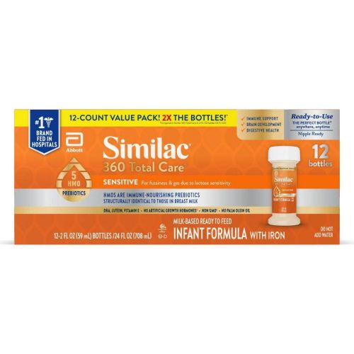 Similac 360 Total Care Sensitive Non-gmo Ready To Feed Powder Infant Formula - 2 Fl Oz Each/12ct