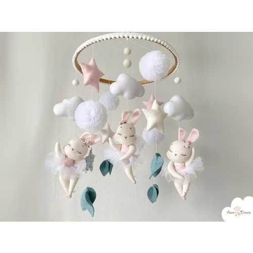 Bunny Mobiles, Bunny Mobile Nursery, Rabbit Mobile, Rabbit Nursery, Felt Rabbit, Cot Mobile, Felt Animals, Crib Mobile, Handmade Baby Mobile