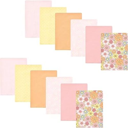 Hudson Baby Unisex Baby Cotton Flannel Burp Cloths Bundle, Peace Love Flowers, One Size