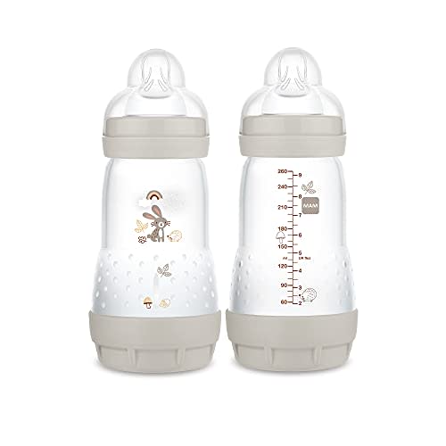 MAM Easy Start Matte Anti-Colic Baby Bottles, 9 oz (2 Count), Medium Flow Nipples, Unisex Baby,2 Count (Pack of 1)