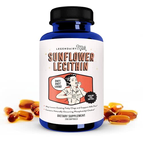 Legendairy Milk Sunflower Lecithin 1200mg, Lactation Support, Sunflower Lecithin Supplement for Clogged Milk Ducts, Made in USA, 200 Softgels