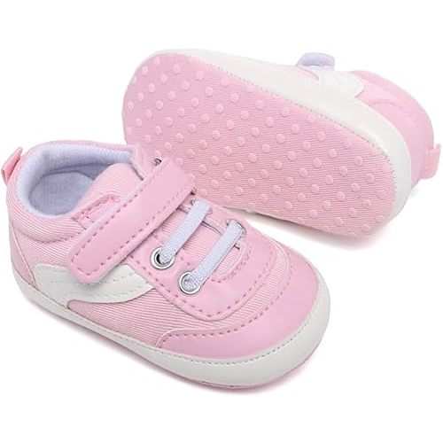 Clowora Unsex Baby Boys Girls Canvas First Walkers Shoes,Newborn Infant Non Slip Soft Sole Crib Casual Sneaker