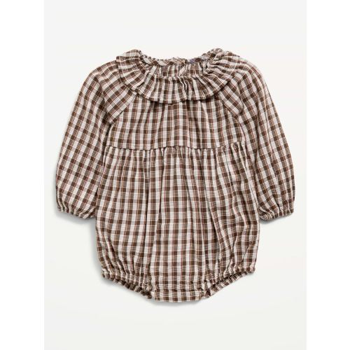 Printed Long-Sleeve Ruffle-Trim Romper for Baby