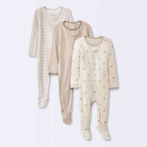Baby 3pk Pretzels Cotton Sleep N' Play - Cloud Island™ Khaki 6-9m