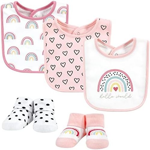 Hudson Baby Unisex BabyCotton Bib and Sock Set