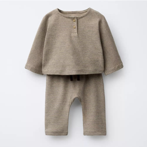 STRIPED T-SHIRT AND PANTS SET - taupe brown | ZARA United States