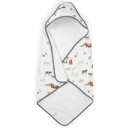 Little Unicorn Premium Infant Hooded Bath Towel| Soft & Absorbent Cotton & Terry Fabric for Newborns (Farmyard)