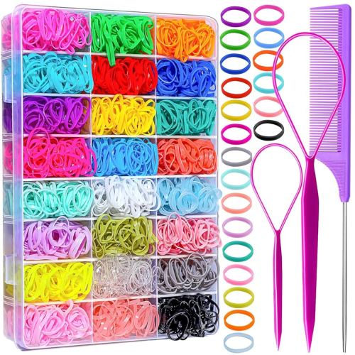 YGDZ Elastic Hair Bands 24 Colors, 1500 pcs Mini Hair Rubber Bands for Hair, Colorful Toddler Hair Accessories, Soft Small Girl Hair Ties, Hair Accessories Set for Girl, Baby, Kids