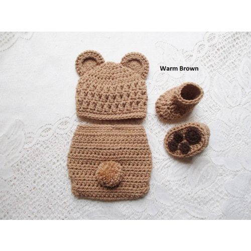 Baby Bear Hat and Diaper Cover - Baby Photo Prop - Baby Shower Gift - Baby Bear Hat - Available in 0 to 6 Months - Any Color Combo