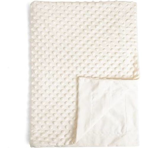 david's kids Minky Baby Blanket for Girls, Soft Lightweight Micro Fleece Blanket with Double Layer, Dotted Backing, Breathable Receiving Blanket for Newborns, 30x40 Inches, Cream