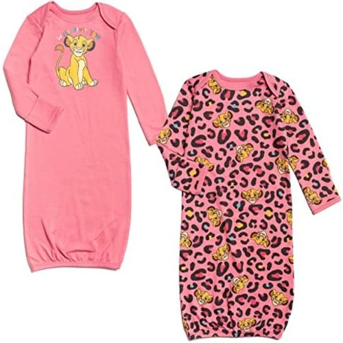 Disney 101 Dalmatians Lion King Lucky Patch Simba Baby Girls 2 Pack Sleeper Gowns Newborn
