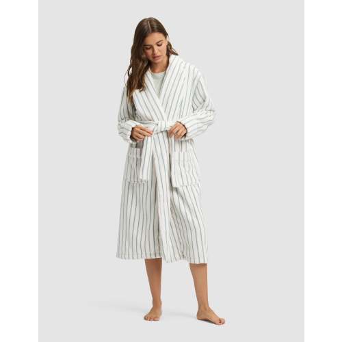 Luxe Bath Robe | Cozy Earth | Sand Stripe Medium