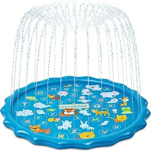 SplashEZ 3-in-1 Splash Pad, Sprinkler for Kids & Baby Pool for Learning – Toddler Sprinkler Pool, 60’’ Outside Water Toys – “from A to Z” Outdoor Play Mat for Babies & Toddlers