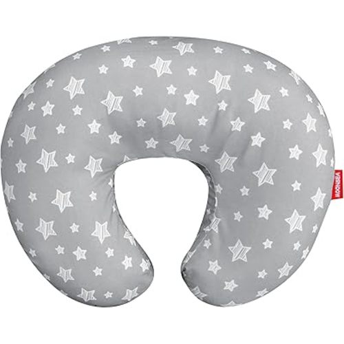 Nursing Pillow Cover for Baby Snug Fits Boppy Nursing Pillows, Breastfeeding Nursing Pillow Slipcovers Super Soft, for Breastfeeding Moms, Grey Star
