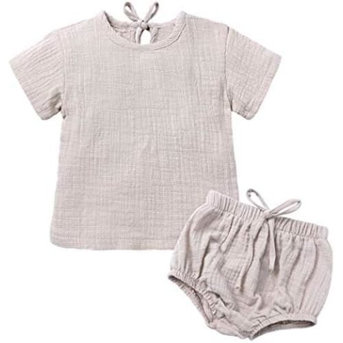 MYGBCPJS Baby Boys Girls 2Pcs Tops +Bloomer Shorts Cotton Short Sleeve Outfit Set