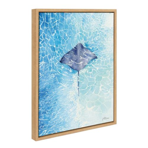18" x 24" Sylvie Stingray Framed Canvas by Julie Maida Natural - Kate & Laurel All Things Decor
