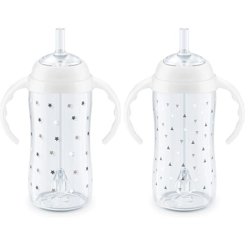 NUK Learner Straw Cup, 10oz, 2-Pack - Toddler Sippy Cup with Soft Straw for Easy Drinking, Suitable for Ages 8 Months and Up, Timeless Collection