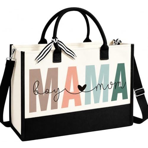 MAMA Bag Girl Mom Tote Bag, Boy Mama Gifts for Women, New Mom First Time Mom Present Baby Shower Gifts