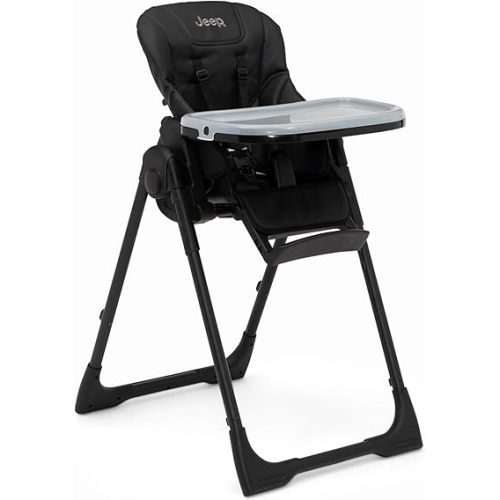 Jeep by Delta Children Classic Convertible 2-in-1 High Chair for Babies and Toddlers with Adjustable Height, Recline & Footrest - Dishwasher Safe Meal Tray, Black
