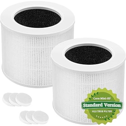 Core Mini Replacement Filter for LEVOIT Air Purifier, 3-in-1 H13 Grade HEPA Filters Compatible with LEVOIT Air Purifier Core Mini-P, Part No. Core Mini-RF, Mini Filter Replacement 2 Pack
